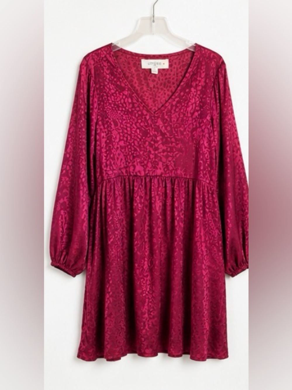 NWOT Umgee Plus Wine Satin Animal Print Babydoll Dress XL WK5175